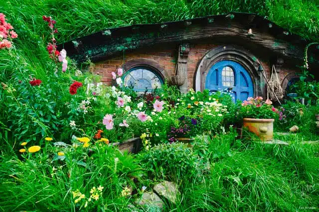 Image of a hobbit hole from the Hobbiton set in Matamata - Lord of the Rings location