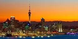 Image of the Auckland skyline at sunset taken from Devonport - mobile