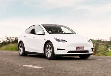 Tesla Model Y on the road