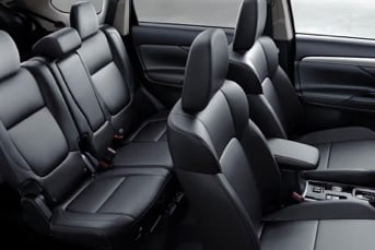 Interior rear image of a Mitsubishi Outlander showing the back seats