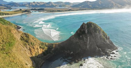 Aerial view of the Otago Peninsula coastline