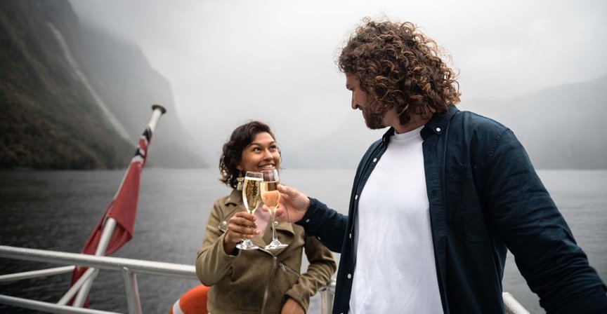 Alt text: RealNZ 10% discount for Milford Sound Premium Cruise - in partnership with GO Rentals