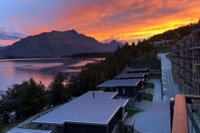 Evening view over Lake Wakatipu from The Rees Hotel, Queenstown
