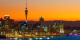 Image of the Auckland skyline at sunset taken from Devonport