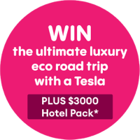 Win the ultimate luxury eco road trip with a Tesla, plus $3000 Hotel Pack