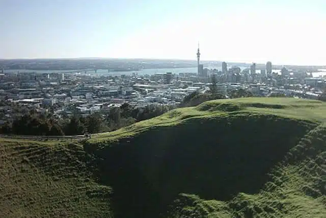 Image showing the crater atop Mount Eden overlooking the city of Auckland