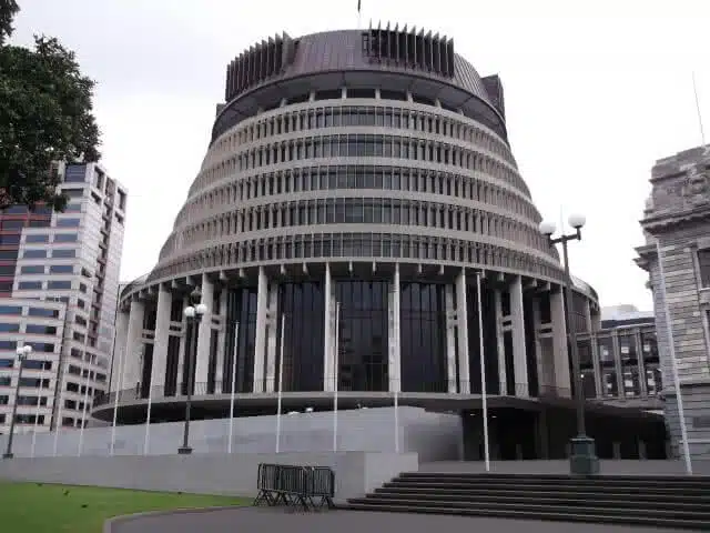 The Beehive Parliamentary building in New Zealand's capital, Wellington