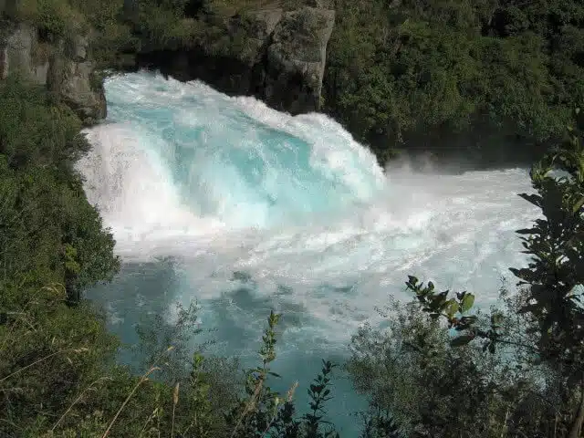 Image of water gushing over the Huka Falls