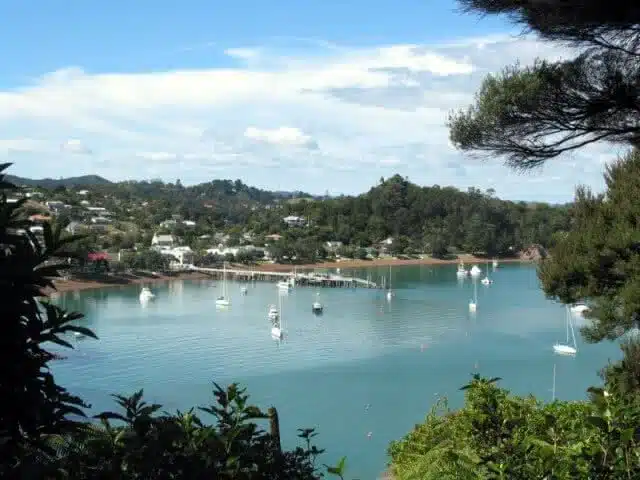 Image looking through from the Mast at Russell looking down onto the town