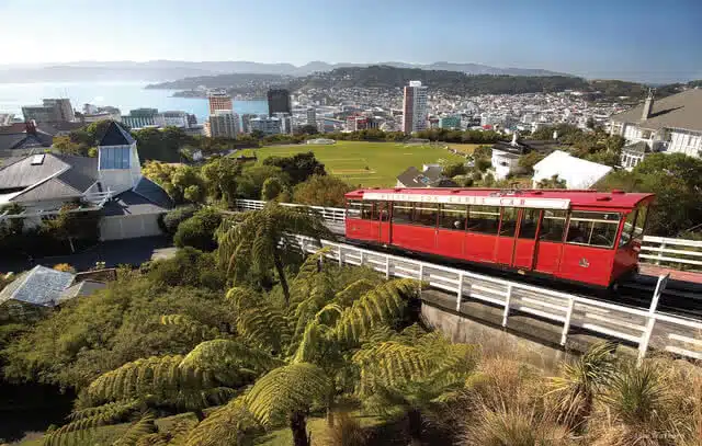 Wellington Cable Car with views back over the city