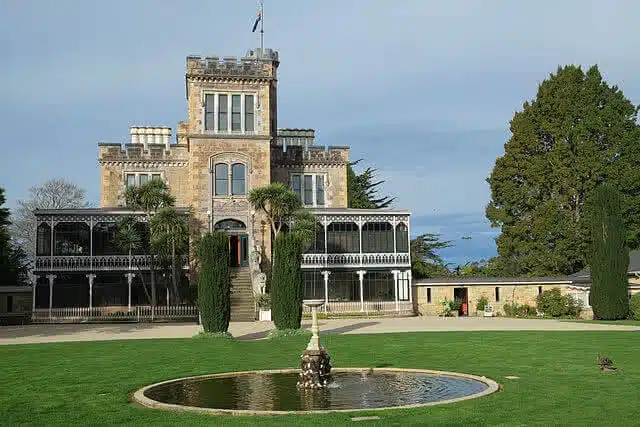 Image of the front of Larnach Castle and Fountain in Dunedin