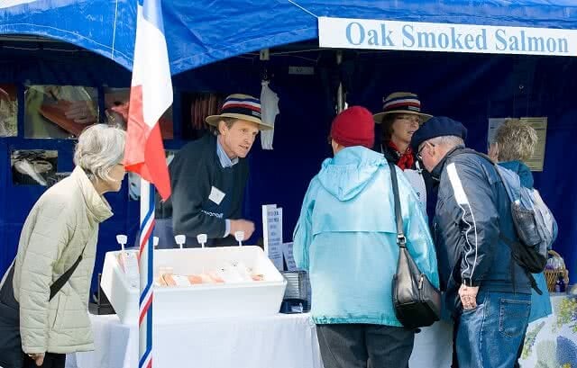 smoked salmon stall at the Akaroa French Festival