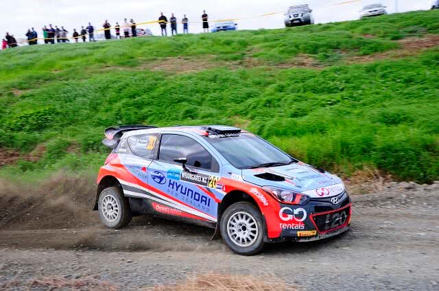 Image of the Hyundai Rally Car driven by Hayden PAddon sponsored by GO Rentals
