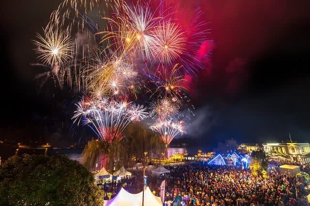 Image of the Opening Party fireworks at the American Express Queenstown WInter Festival