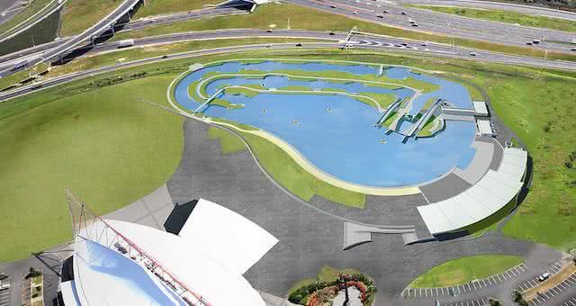 Aerial shot of the Vector Wero Whitewater Park on the outskirts of Auckland