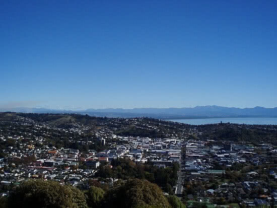 View looking down over Nelson from Botanical Hill