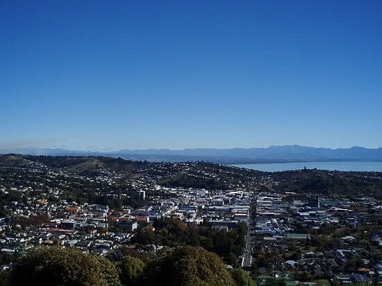 View looking down over Nelson from Botanical Hill