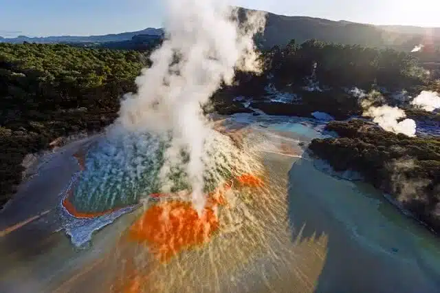 Aerial view of the stunning Champagne Pool at Wai-O-Tapu