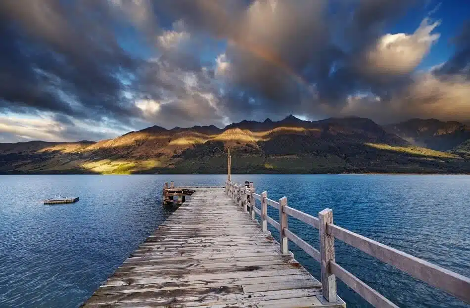 Wooden pier, Wakatipu Lake, Glenorchy, New Zealand