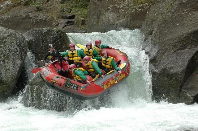 River Rats rafting on the Wairoa River waterfall shot