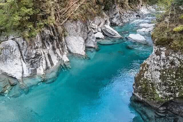 The crystal clear waters of the Blue Pools