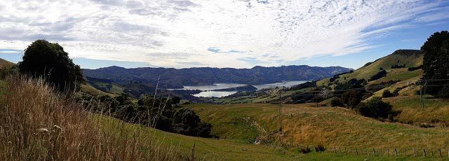 The view on the drive down to Akaroa