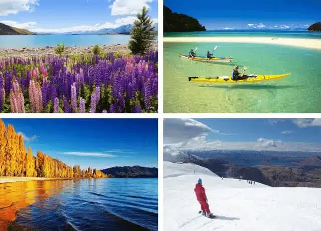 Images showing the four seasons in New Zealand