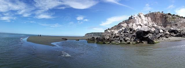 Debris on the beach at Sumner from the recent earthquake