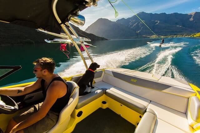 The trhill of wakeboarding on Lake Wanaka