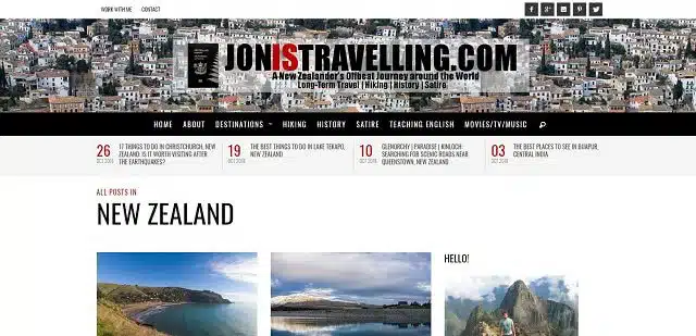 Jon Is Travelling Blog Screenshot
