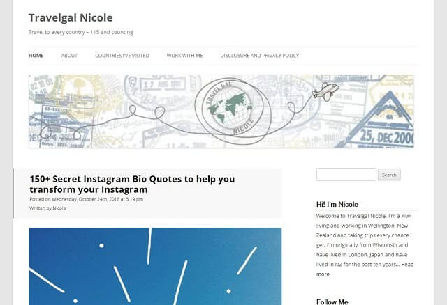 Travelgal Nicole Blog Screenshot