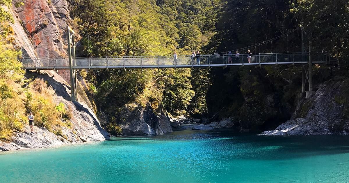 The Blue Pools on the Haast Pass from Haast to Wanaka