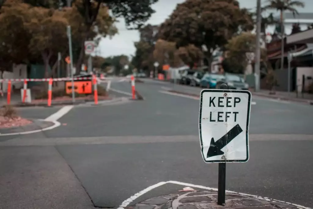 keep left road sign in new zealand