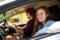 Two people inside a car